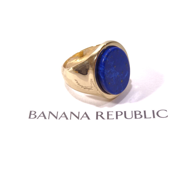 Banana Republic Women's Blue Lapis Oval Shiny Signet Ring Sz 6 NWT 45 - Picture 1 of 5